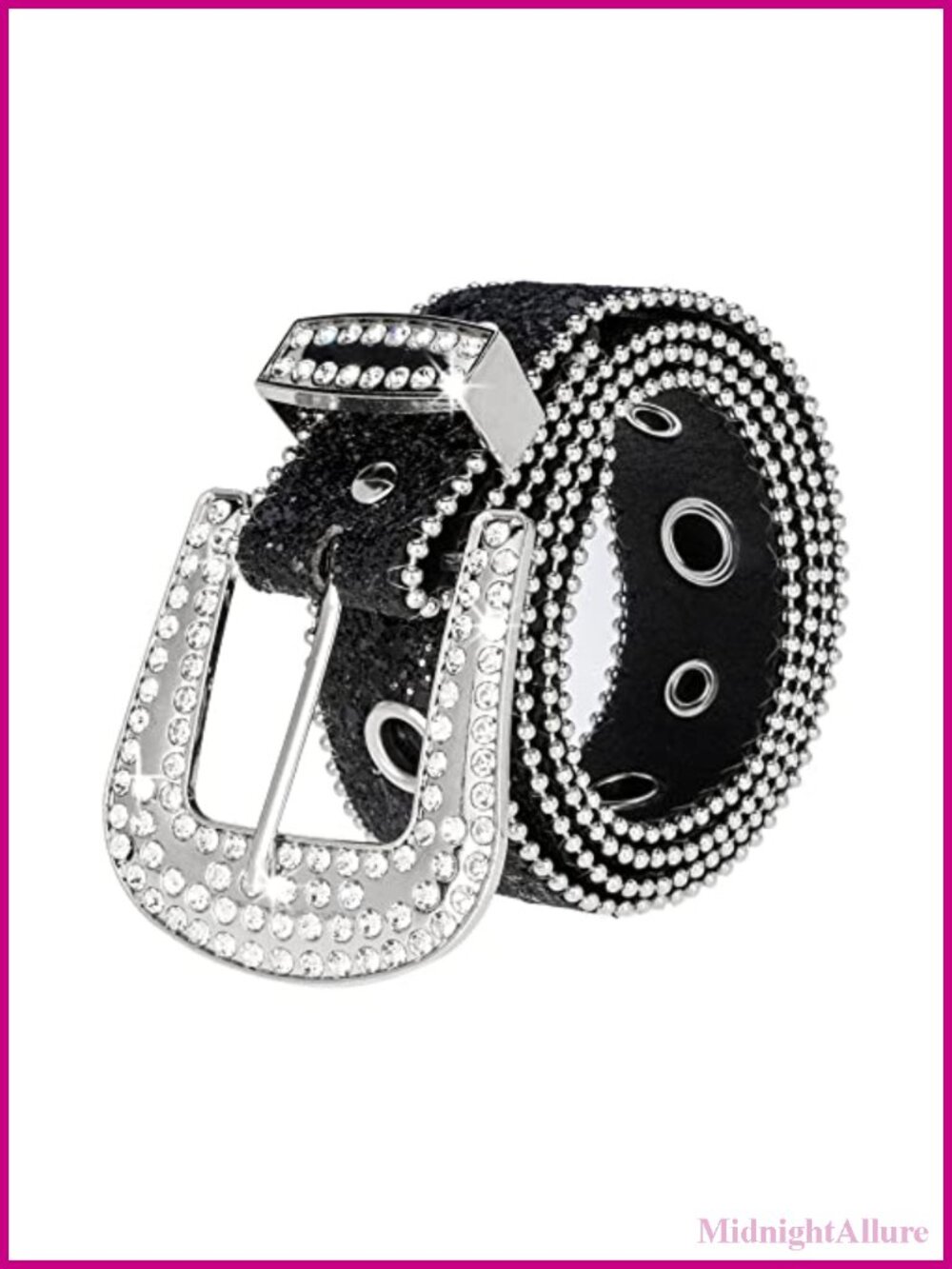 Rhinestone Studded Faux Leather Belt Western Cowgirl Bling Waist Belt